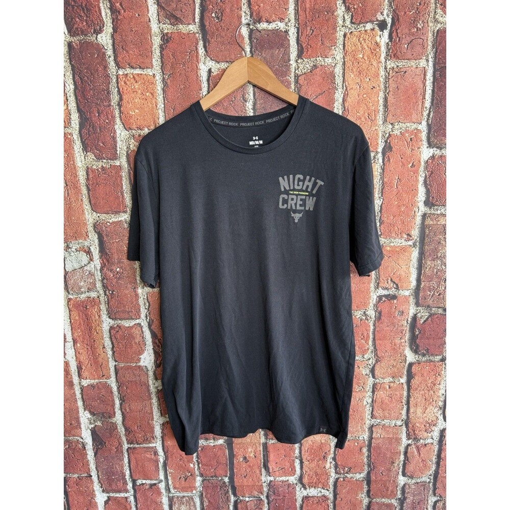 Under Armour Project Rock Shirt Mens Medium Black Night Crew Iron Paradise Gym